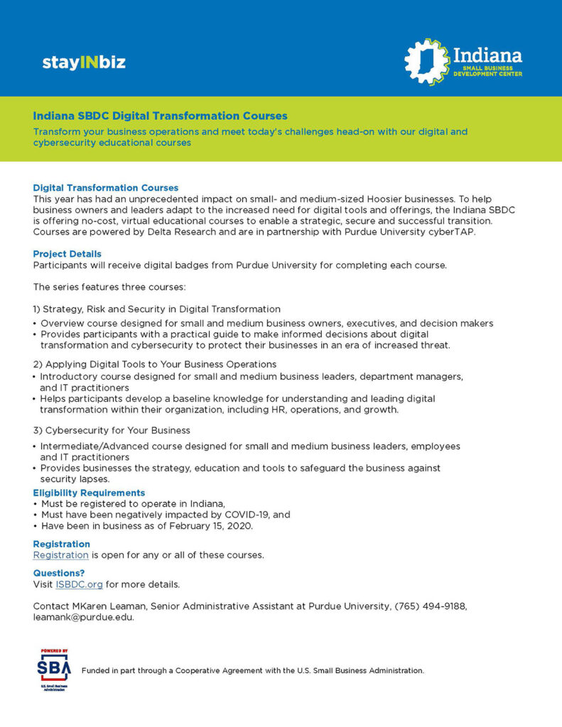 ISBDC Digital Transformation flyer